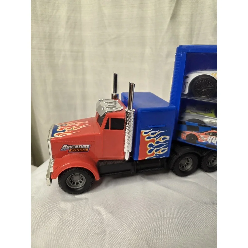 NASCAR Race Car Carrier Hauler Semi Truck 24'' w/ 4 Race Cars